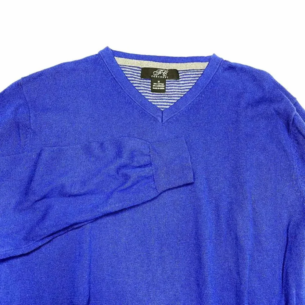Foxcroft Sweater Sz M Blue Cashmere Cotton Blend‎ Womens